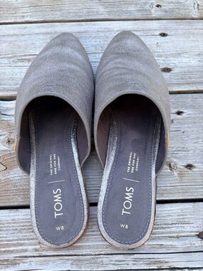 Toms Metallic Bronze Pointed Toe Slip-On Mules